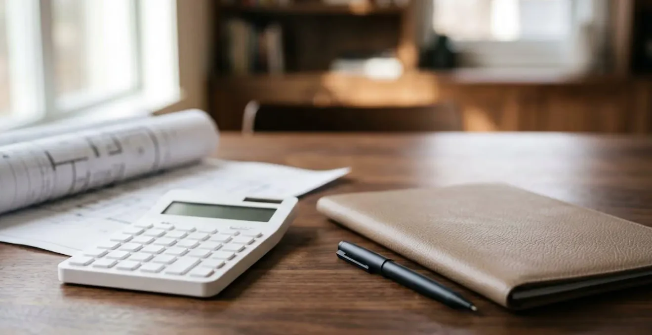 Scène professionnelle symbolisant la stratégie d'obtention de crédit immobilier avec des documents financiers et un environnement de bureau moderne