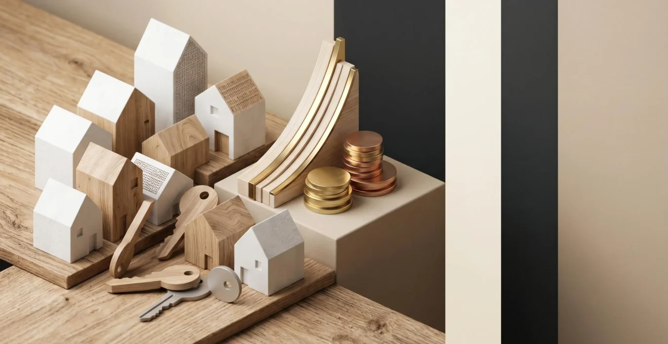 Concept financier illustrant la décision d'investissement immobilier avec épargne logement