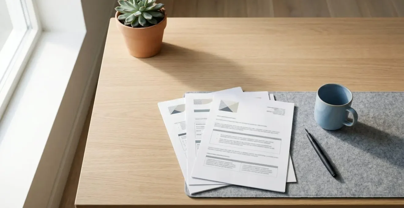 Documents administratifs de retraite disposés sur un bureau avec éclairage naturel